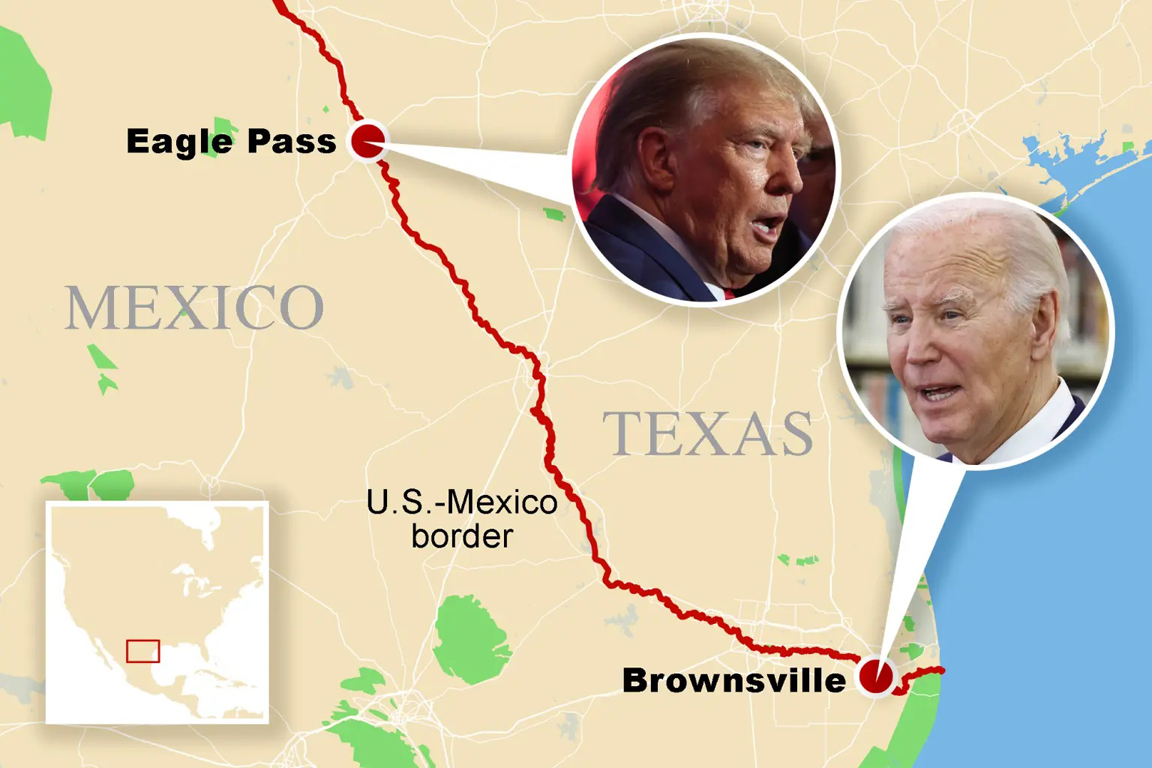 美國前後兩任總統同時抵達德州邊境
